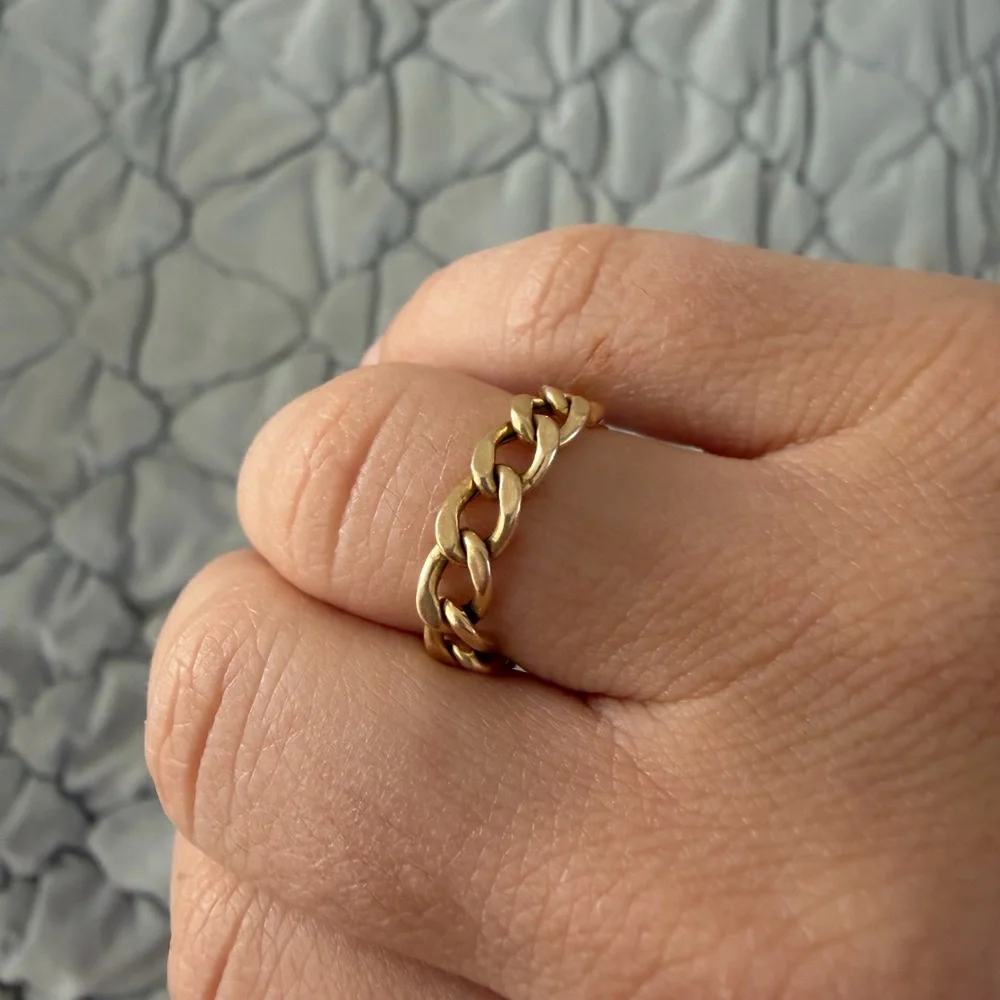 Mejuri Bold 14k Chain Ring Size 6. Purchased from Mejuri. M & 14k stamp shown - Picture 3 of 5